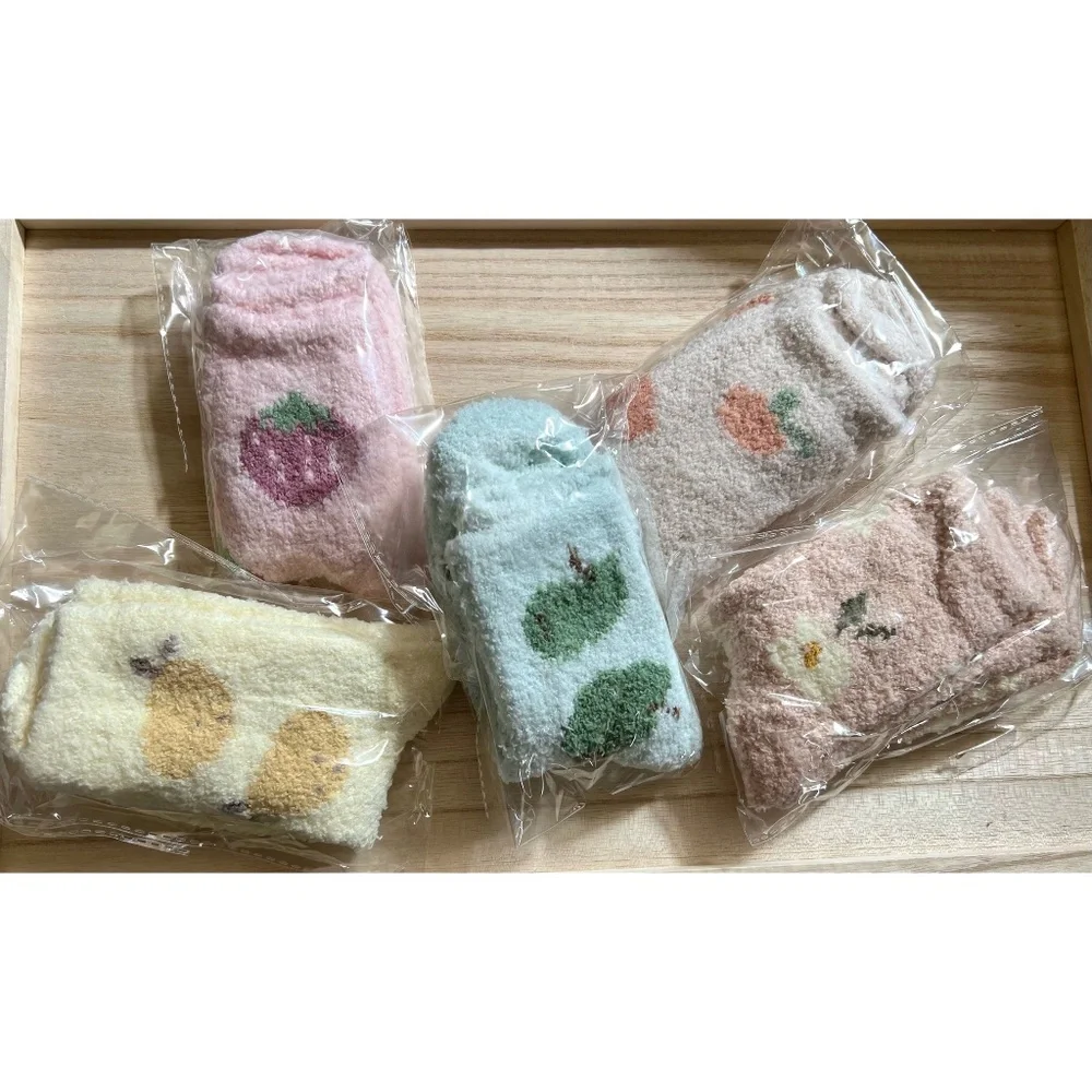 Fuzzy Fruit Socks Set of 5